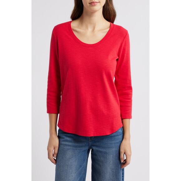 Nordstrom Rack Women's Red Ashby Isles Scoop Neck Cotton T-Shirt Size Large - Picture 1 of 7